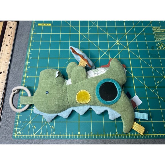 Itzy Ritzy Dinosaur Lovey Teether Toy Green Rattle Crinkle Mirror Plush Sensory - Picture 13 of 13